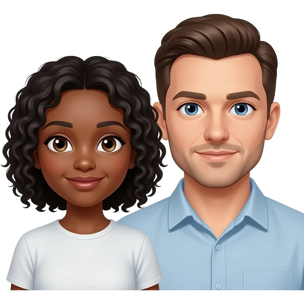 Ebony girl white man emoji
