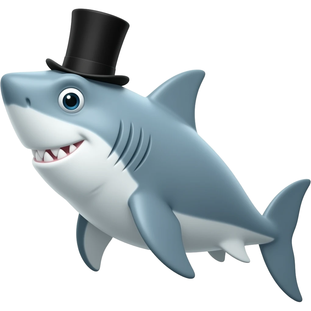 Shark with a top hat emoji