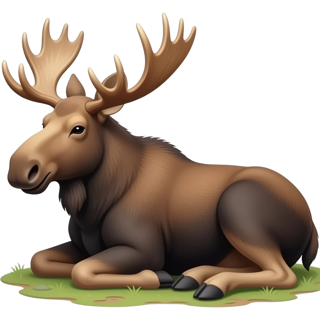 moose resting on the ground, relaxed looking left to center emoji