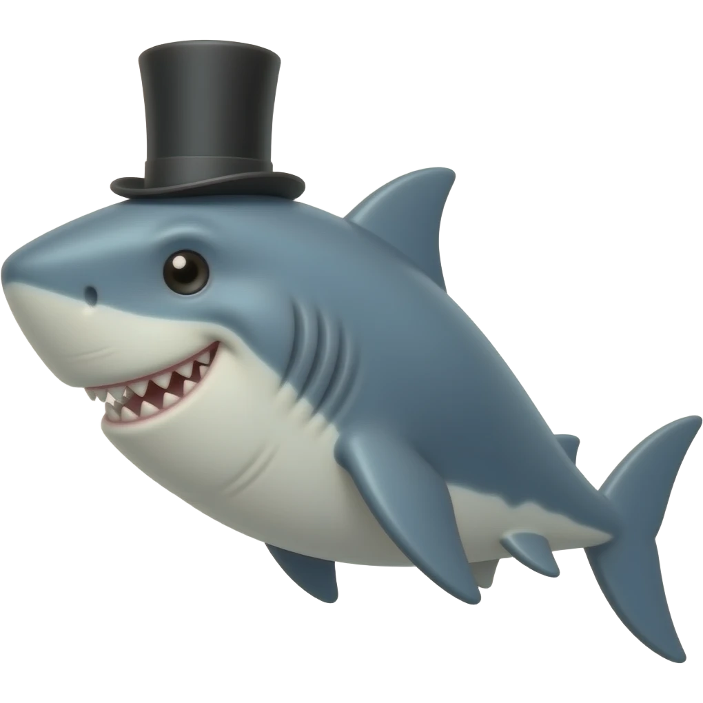 Shark with a top hat emoji