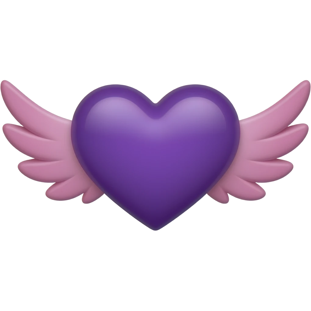 violet heart with pink wings emoji