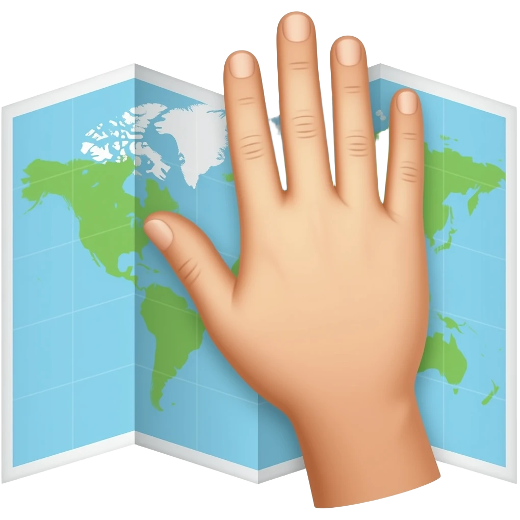 a hand slapping a map emoji