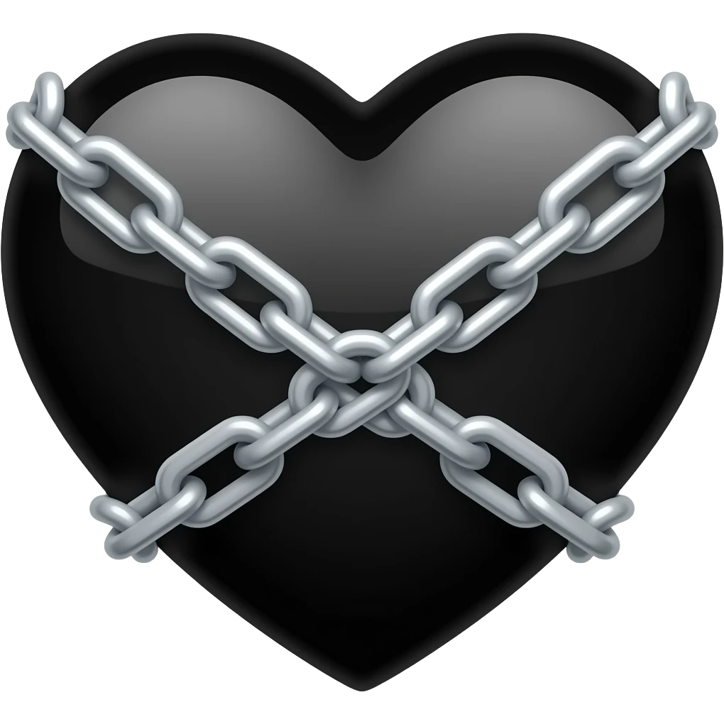 Black heart with chains emoji