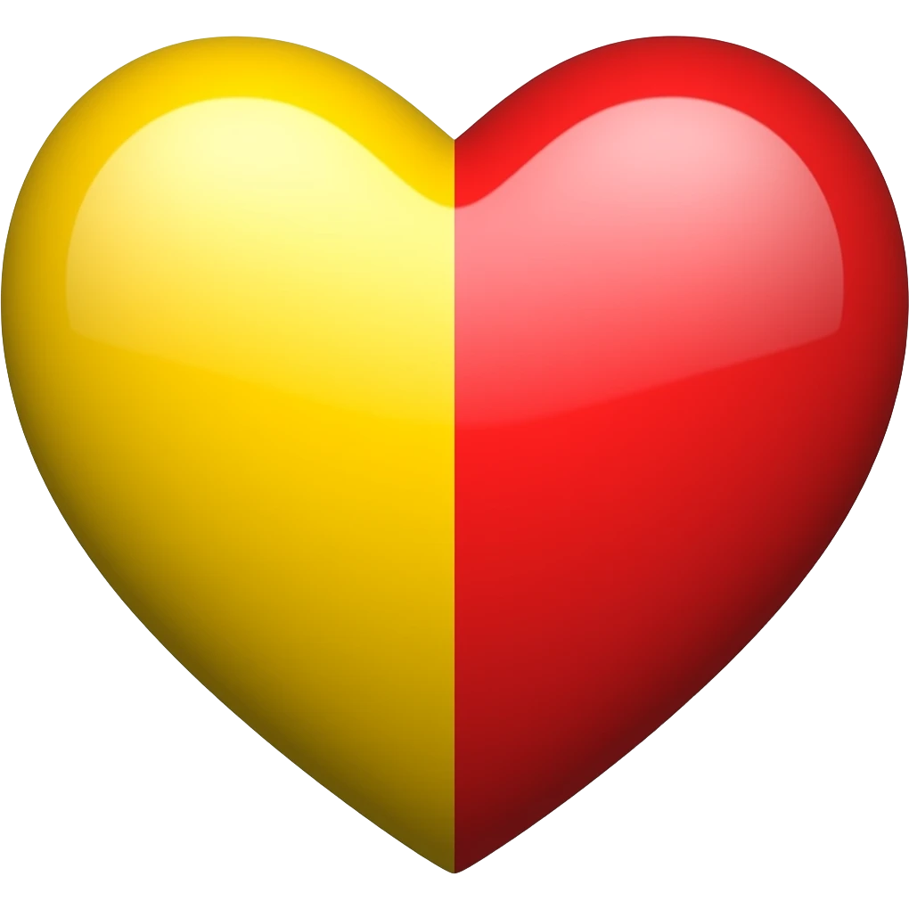 Half yellow heart half red emoji