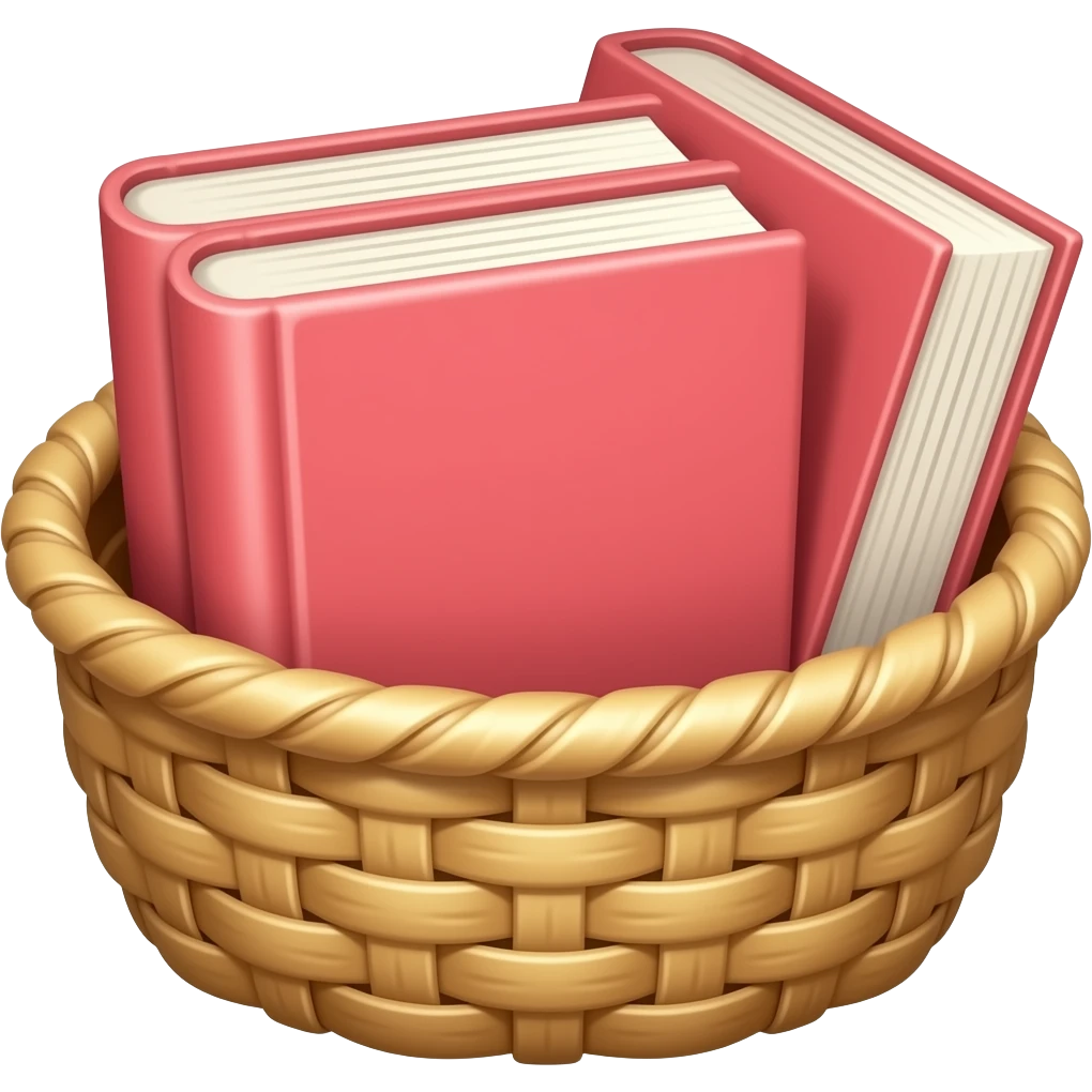 cute light red books in a basket emoji