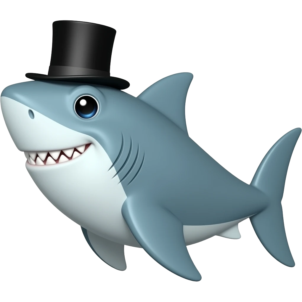 Shark with a top hat emoji