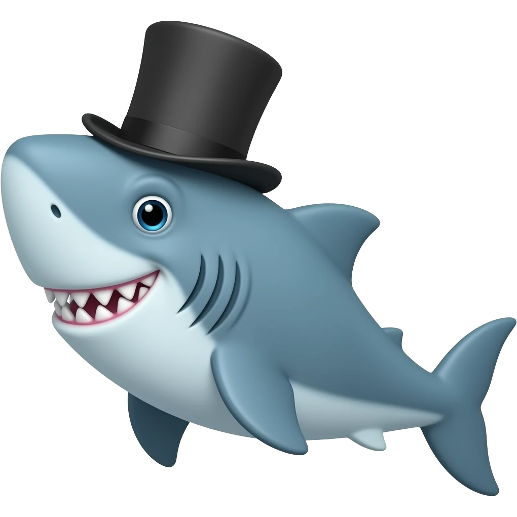 Shark with a top hat emoji