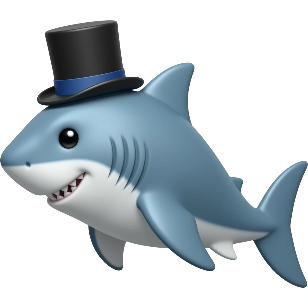 Shark with a top hat emoji