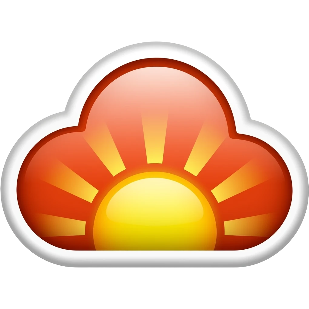 a iconic red cloud with a white border, represents the "dawn" or "daybreak" from the emoji