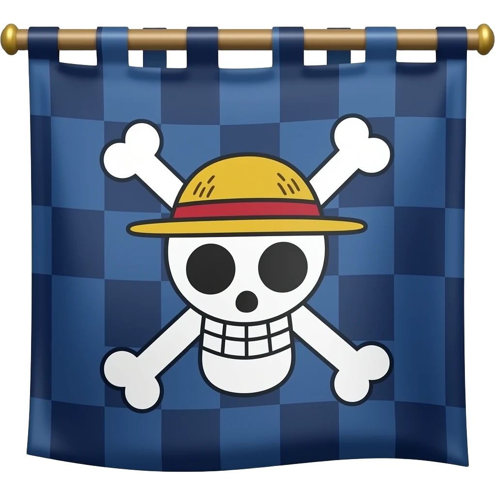 Straw Hat crew flag One piece background black emoji