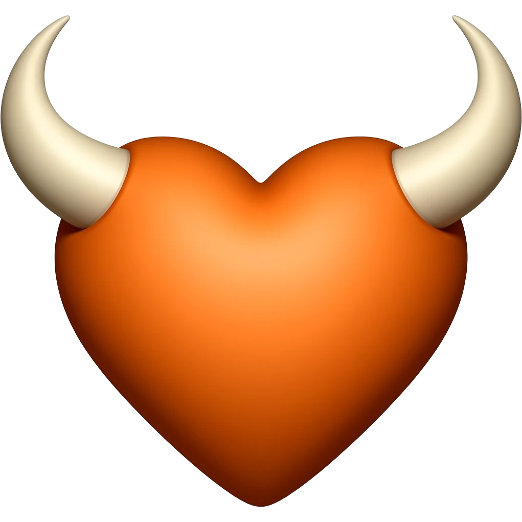 orange heart with longhorns attached on the top emoji