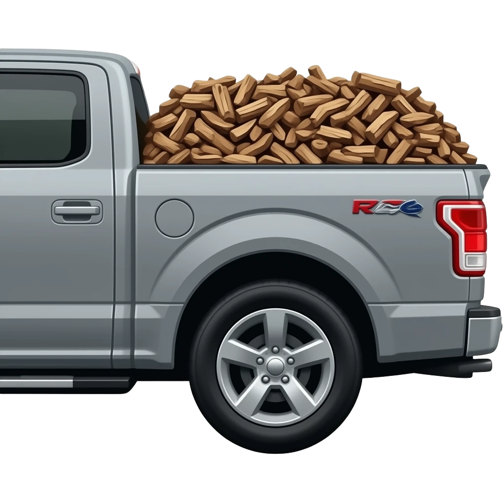 Side view Gray F150 with full of Bark chips in the back side view emoji