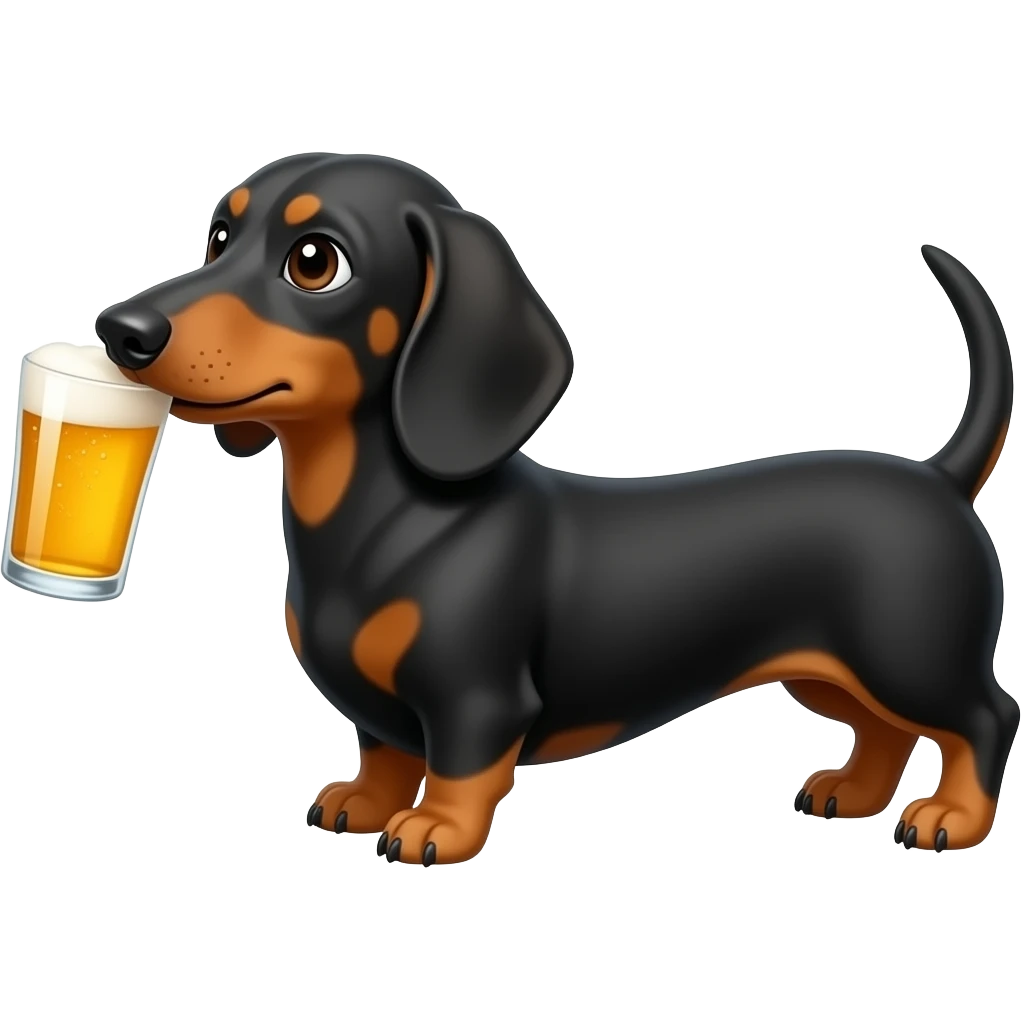 dachshund drinking beer emoji
