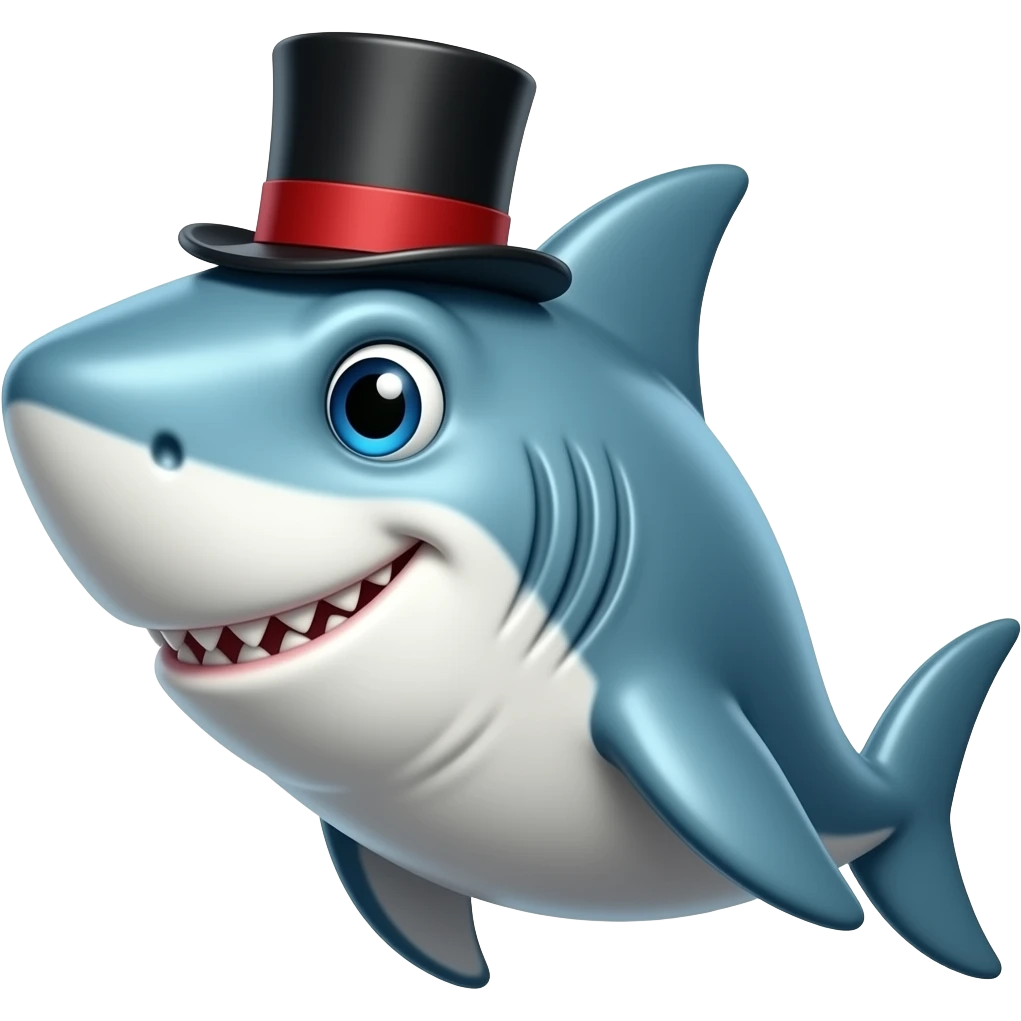 Shark with a top hat emoji