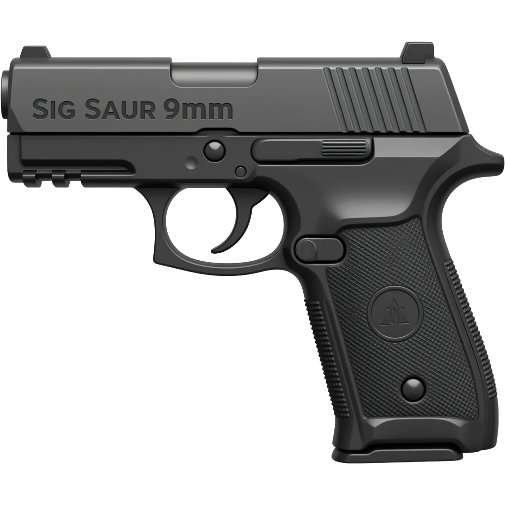 Make the sig saur 9mm pistol and add the name "Sig Saur 9mm" on the barrel . Make the name darker. emoji