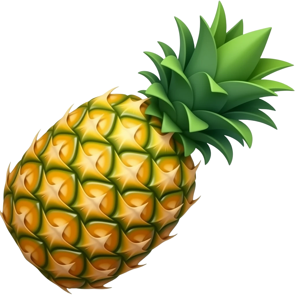 Create high-quality glossy emojis with a vibrant modern style.Make the emojis look premium, shiny, and eye-catching with bright highlights, smooth gradients, soft reflections, and glowing details.  pineaplle emoji emoji