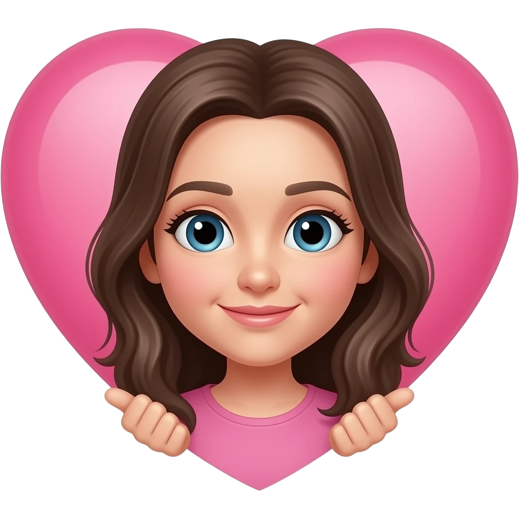 Держит розовое сердечко emoji