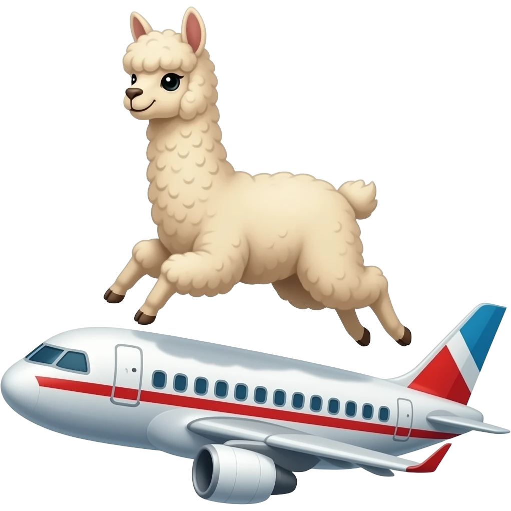 alpaca jumping off an airplane emoji
