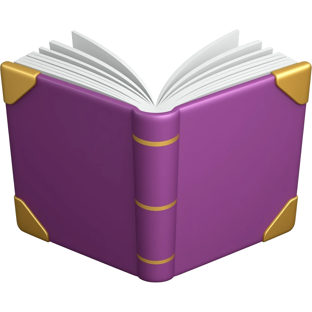 open purple book with gold corners on exterior, cover facing away from viewer emoji