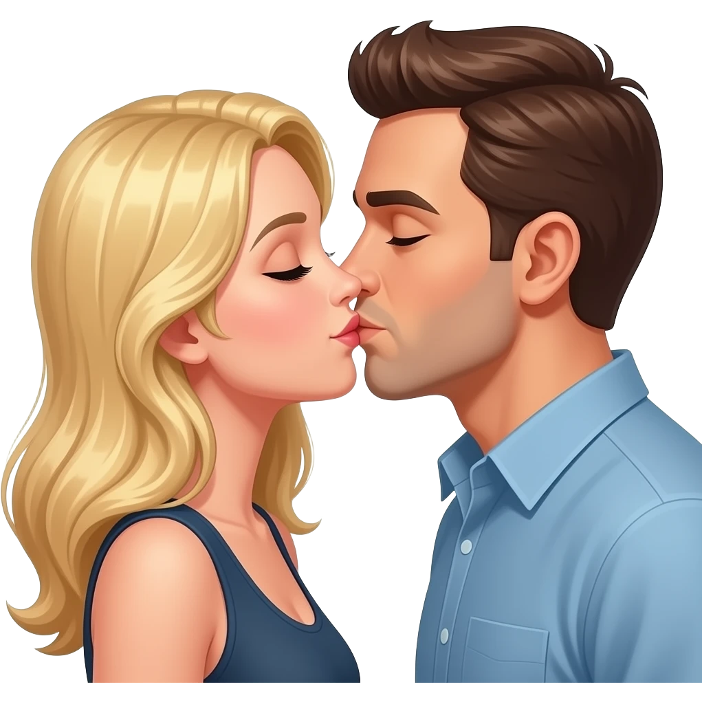Sarışın kadın ve  erkek öpüştü emoji