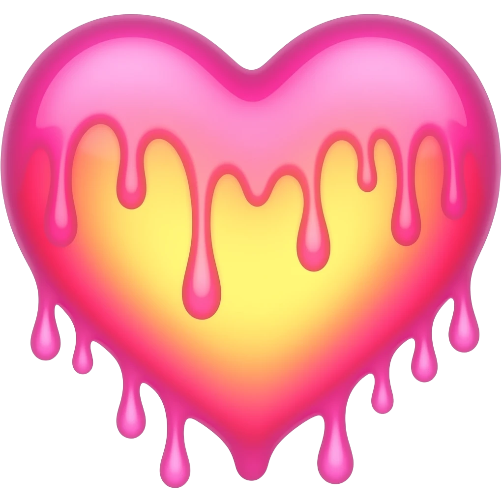 dripping bleeding pink heart glowing pink yellow warmth emoji