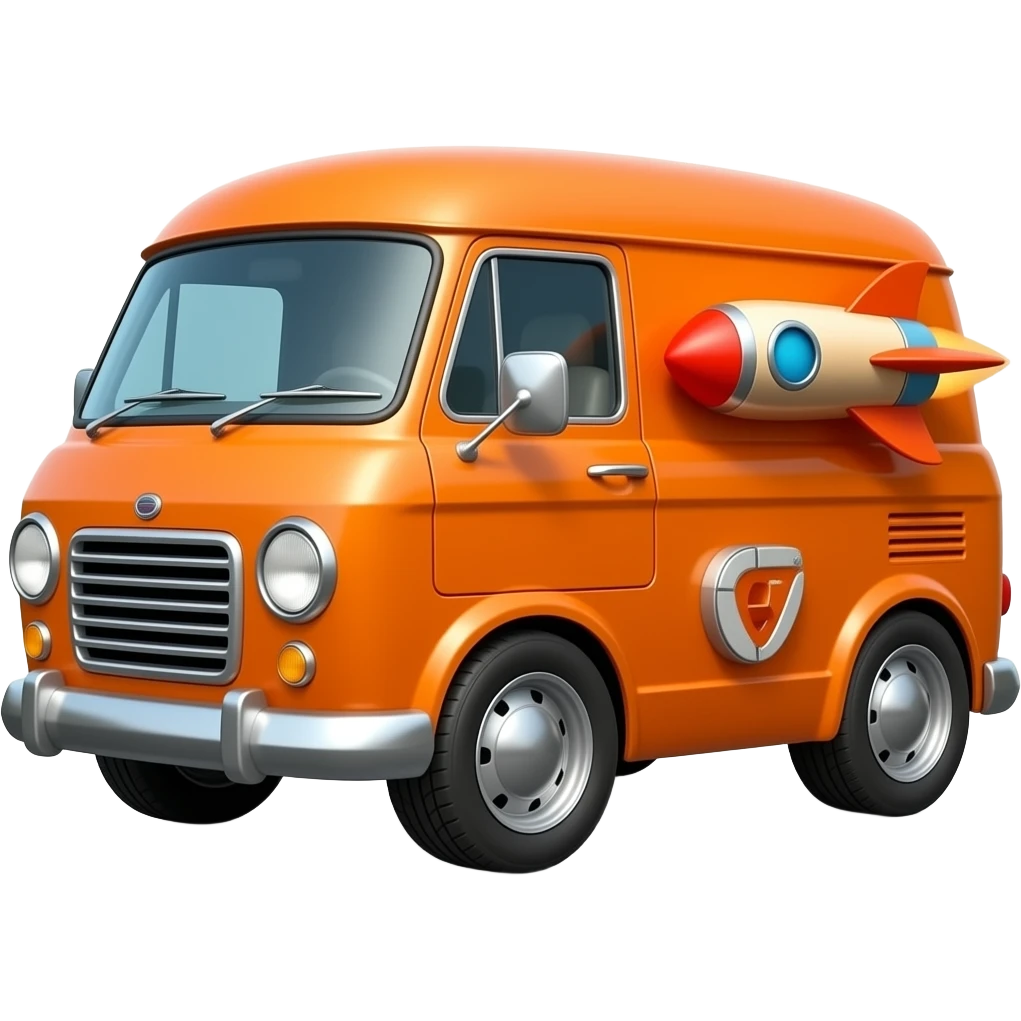 orange retro rocket powered van emoji
