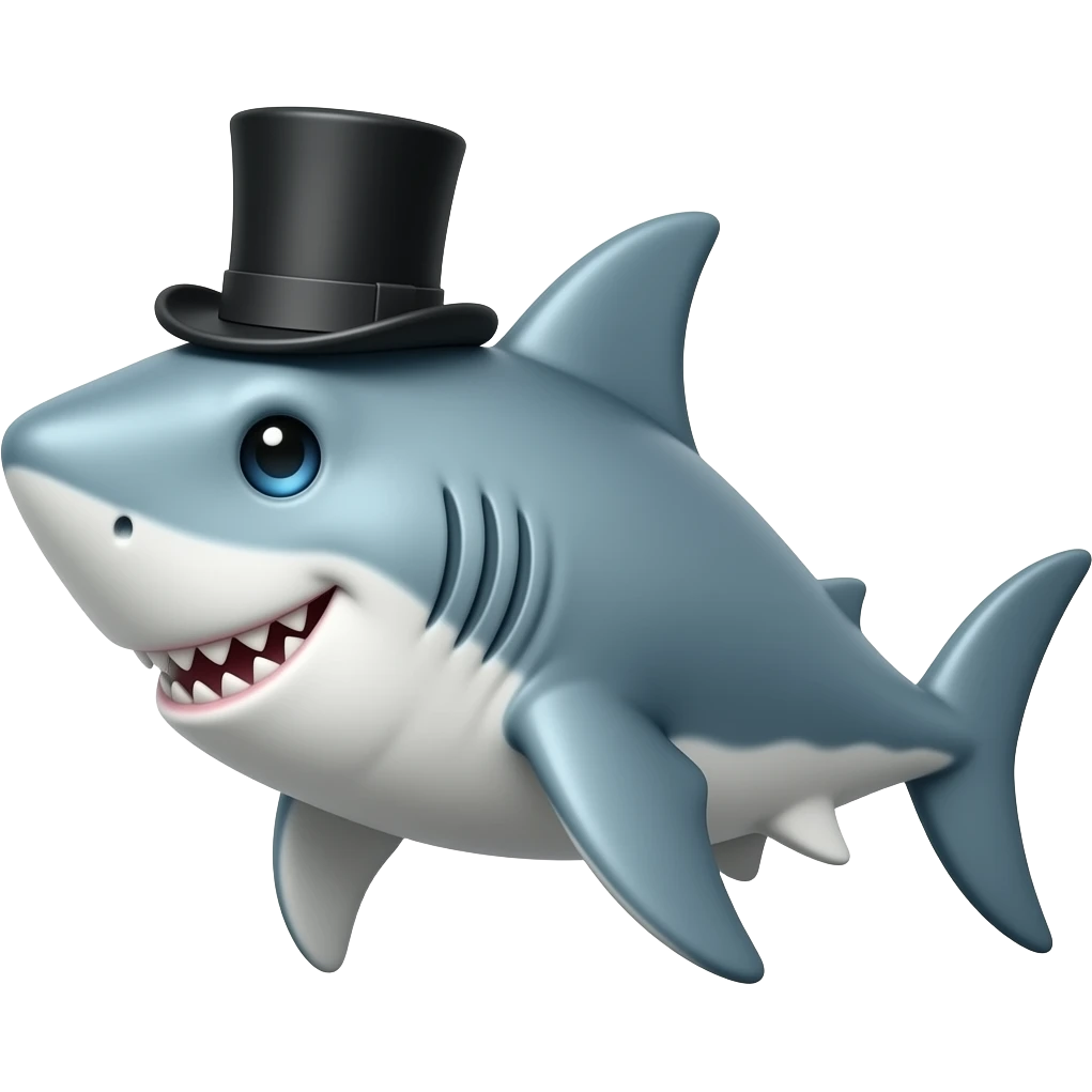Shark with a top hat emoji