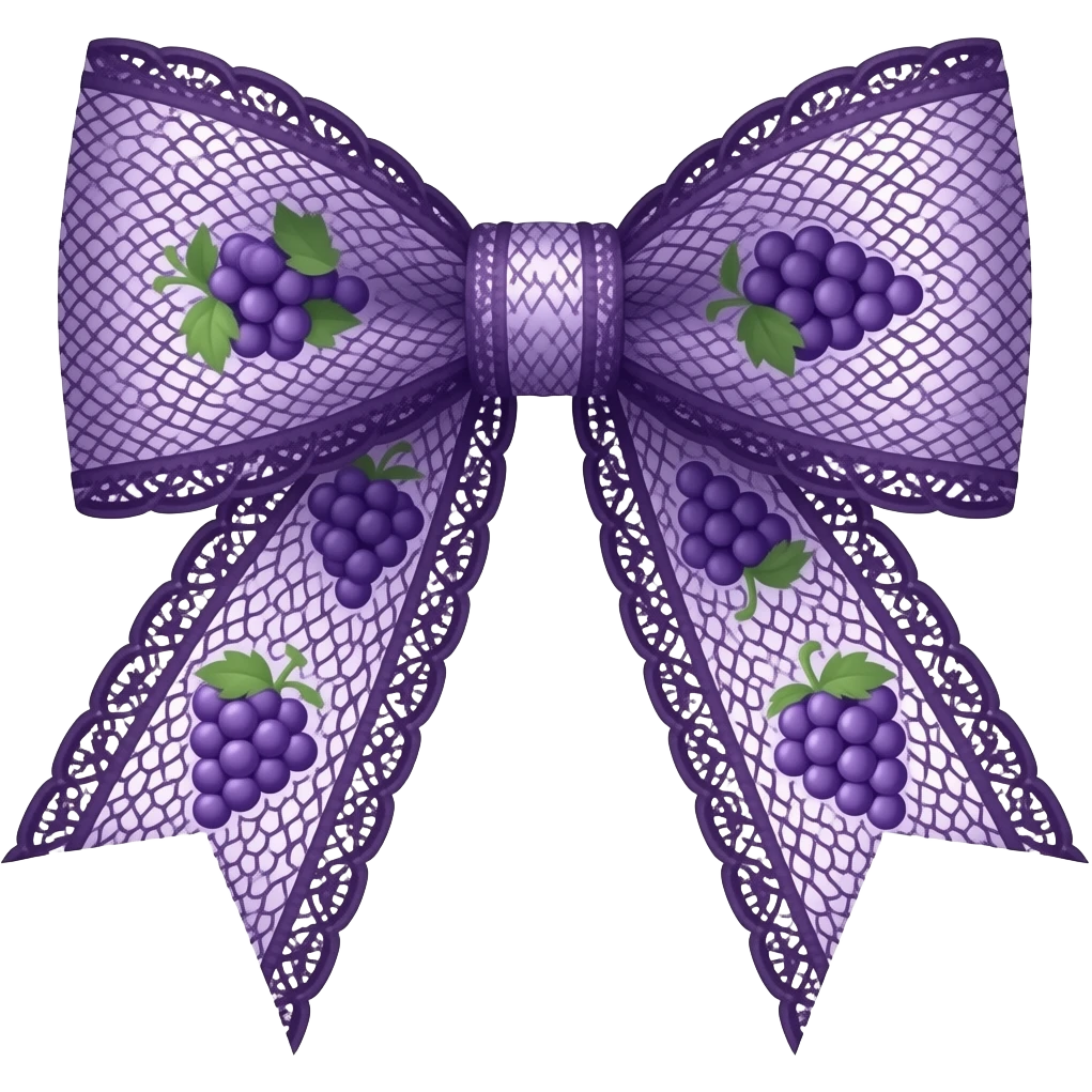 grape pattern purple bow lace coquette bow emoji