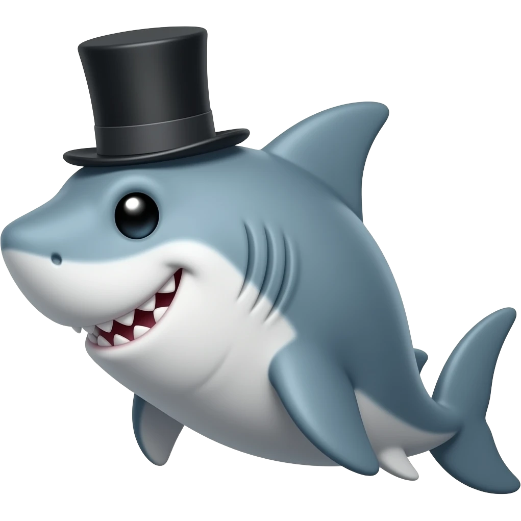 Shark with a top hat emoji