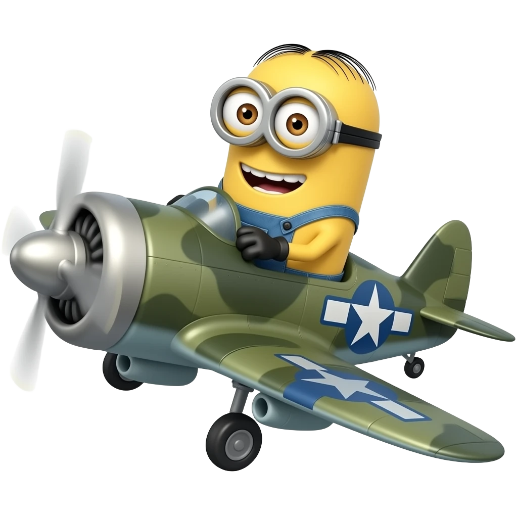 minion flying a war plane emoji