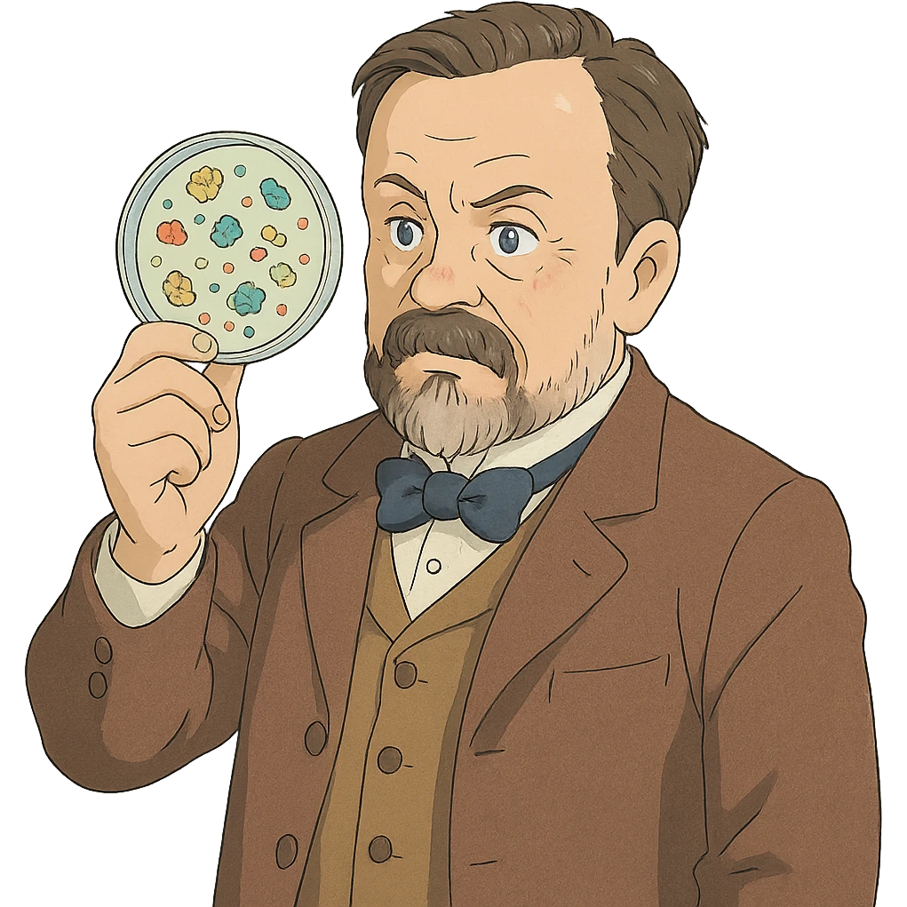 louis pasteur petri dish and germs emoji
