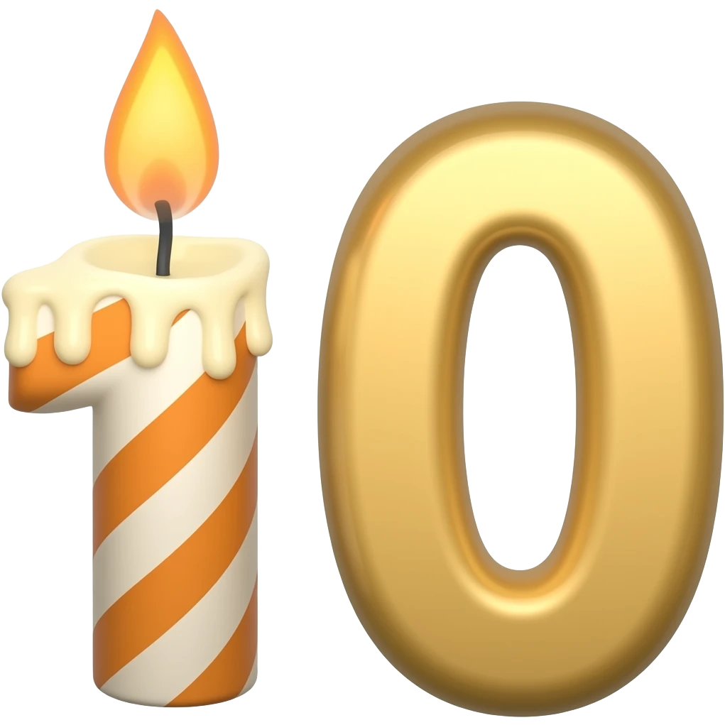 NUMBER 10 BURNING CANDLE emoji