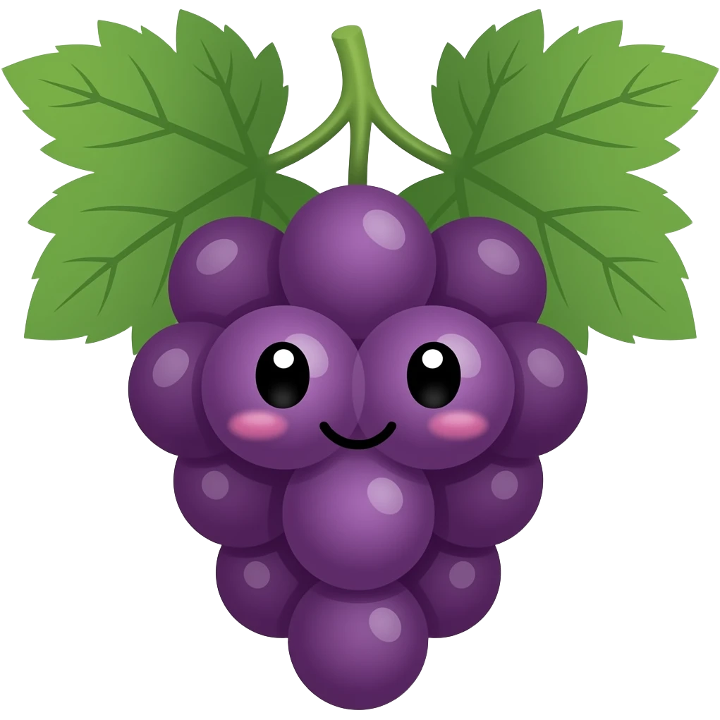 Grappe de raisins avec des yeux mignons emoji