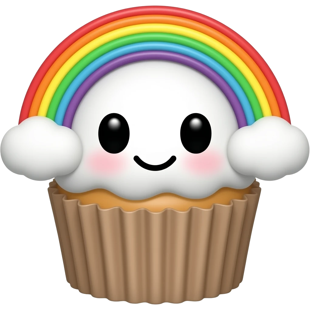 милый кексик с личиком и усами радужный emoji