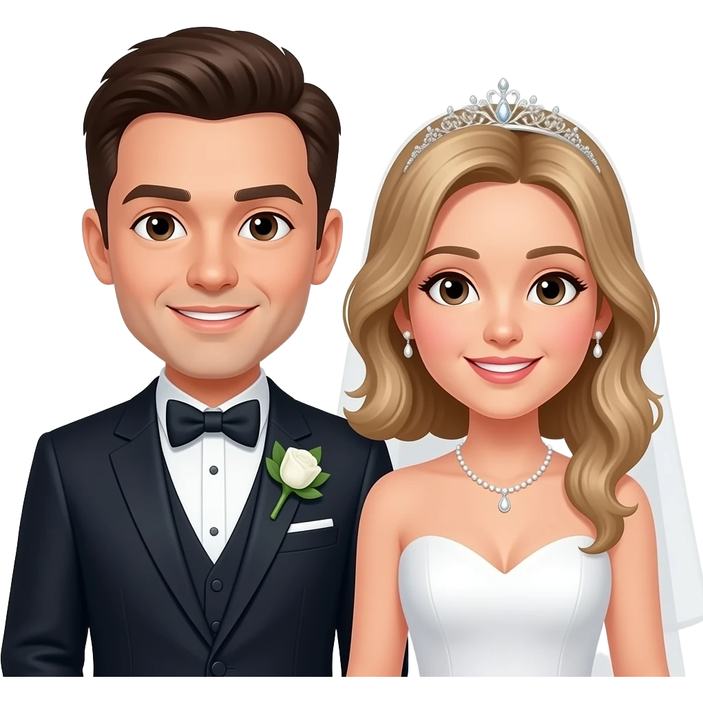 haz que estas dos personas esten vestidos para casarse emoji