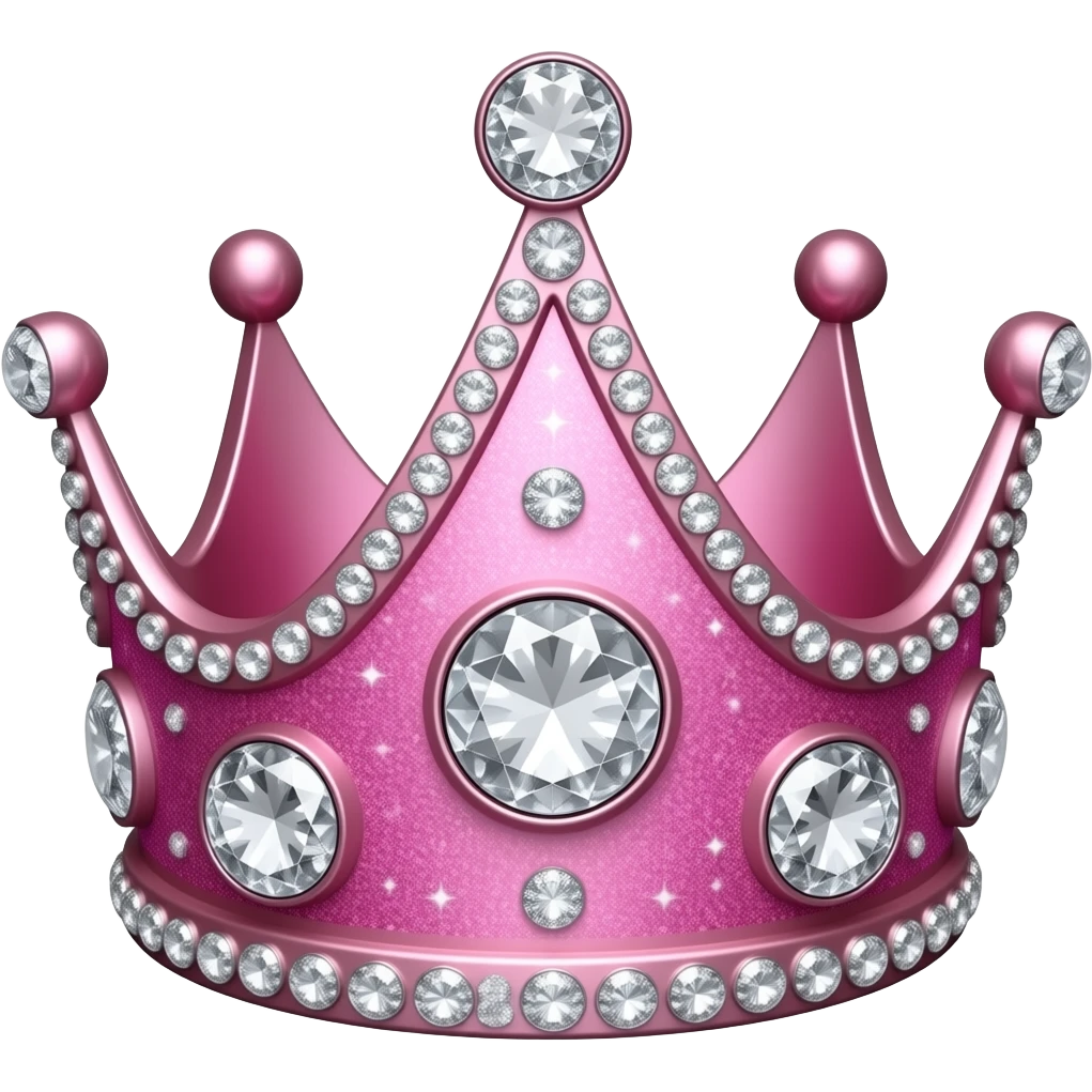 Pink shiny crown with diamonds and sparkles emoji