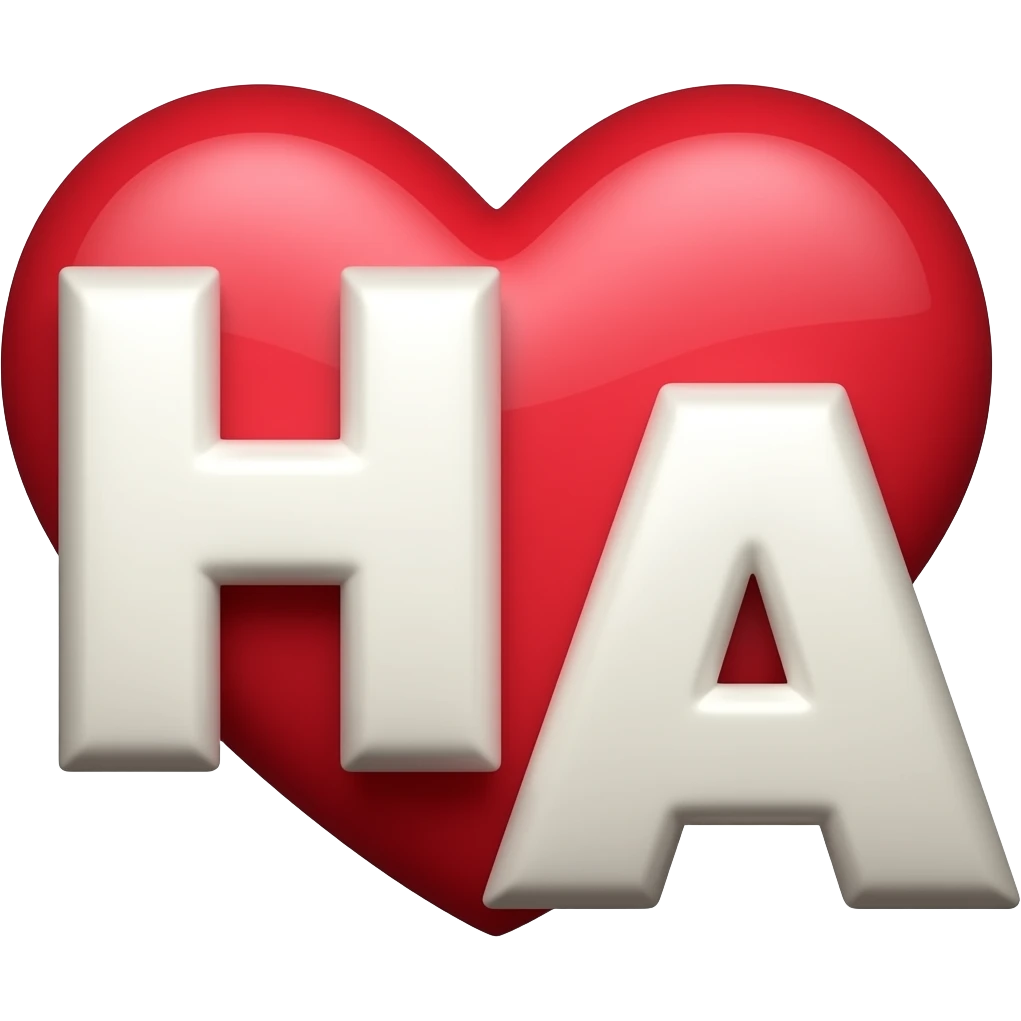 حرف H قلب وحرف A emoji