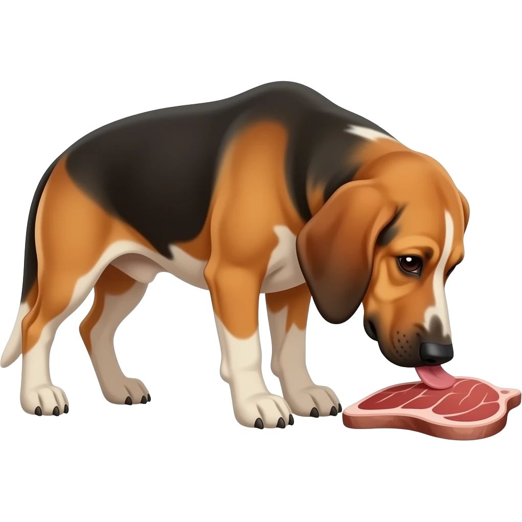 Bloodhound sniffing meat emoji