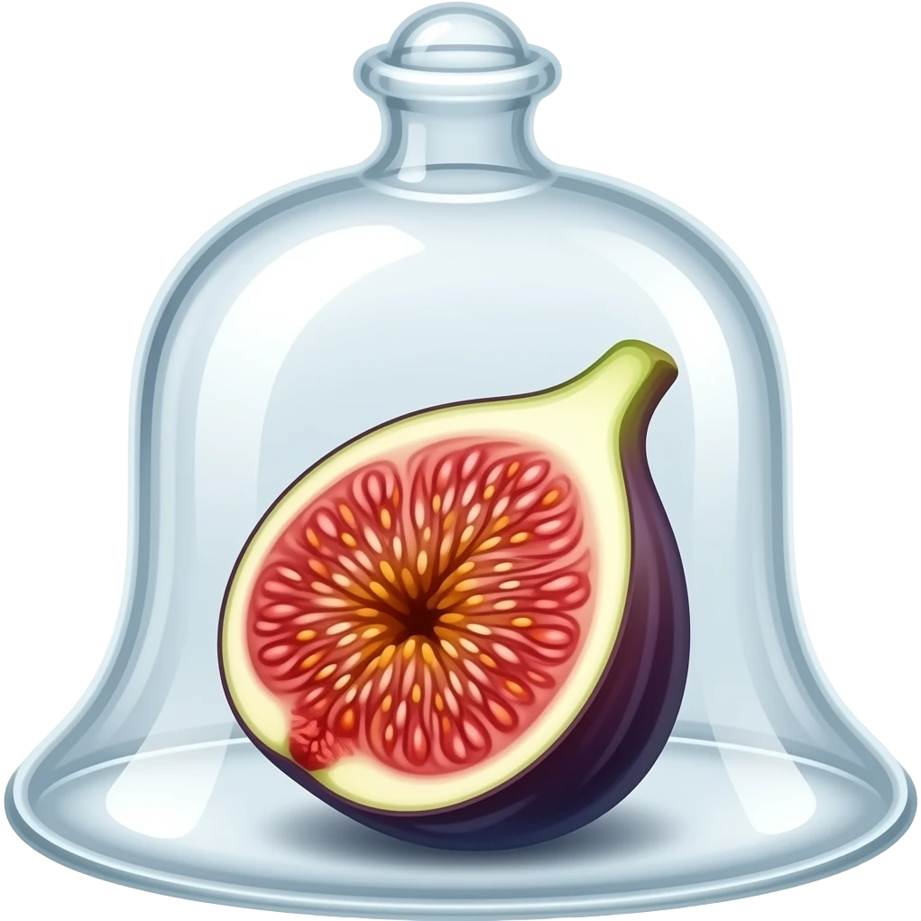 sideways single half fig inside a bell jar emoji