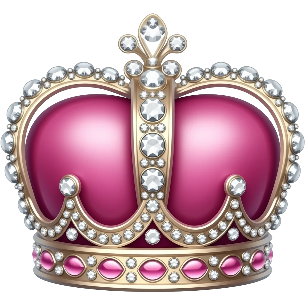Pink shiny crown with diamonds and sparkles emoji