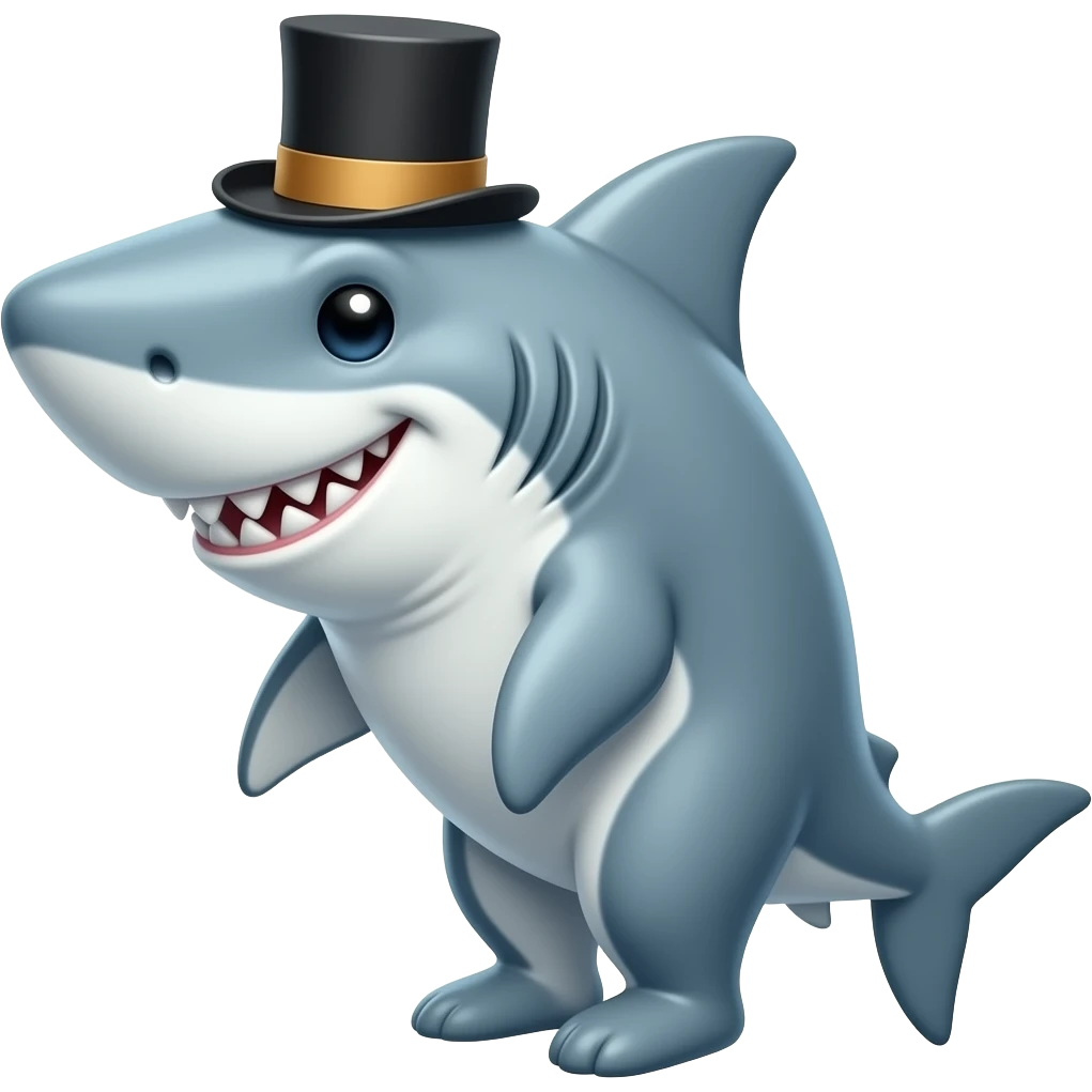 Shark with a top hat emoji