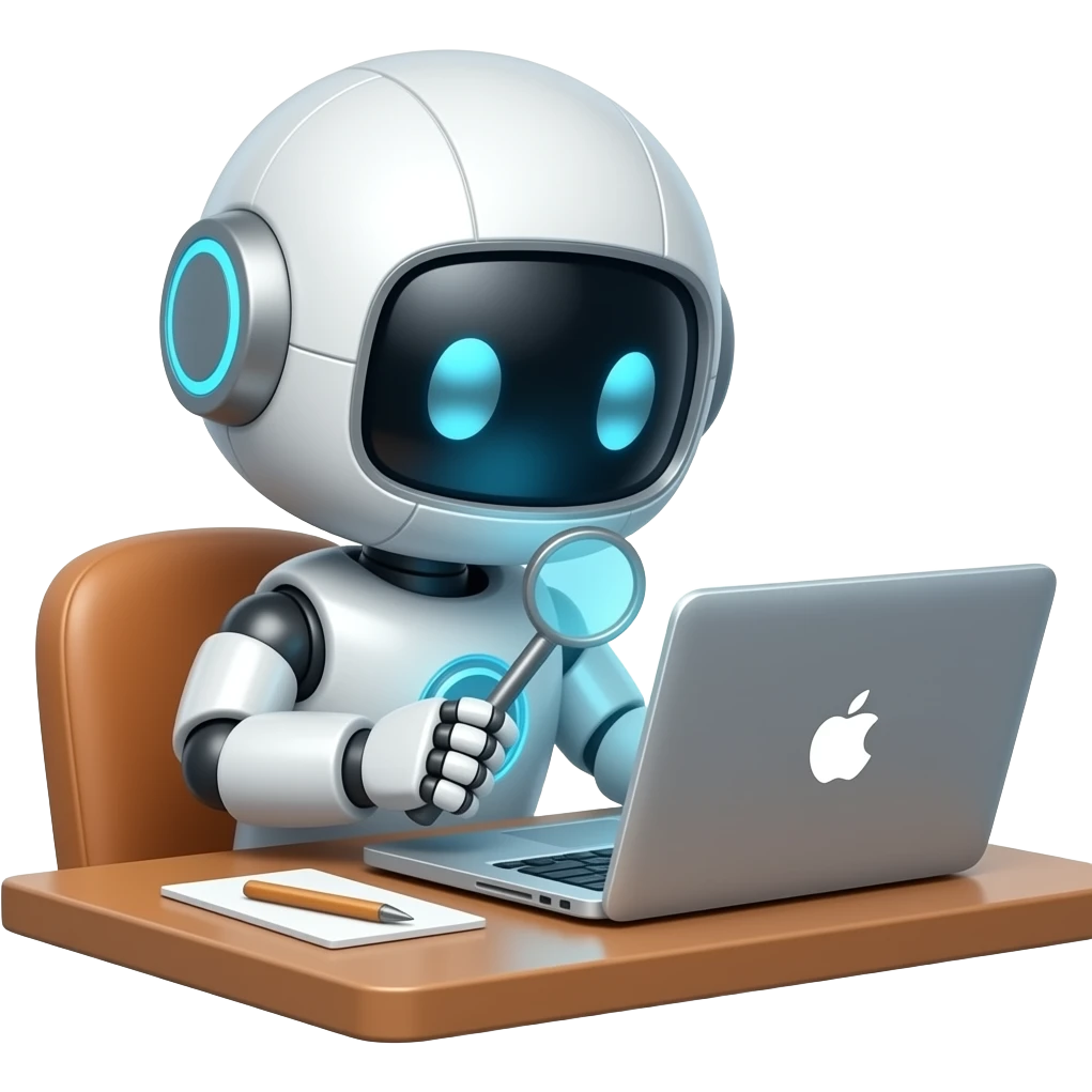 cute robot  use mac book -- try looking for sth emoji