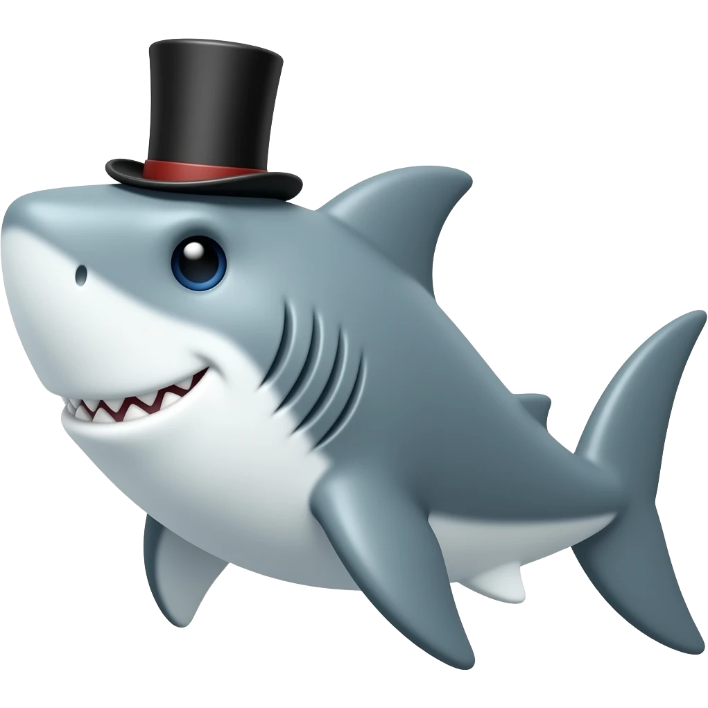Shark with a top hat emoji