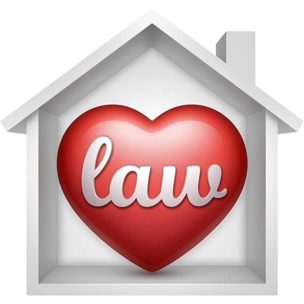 a brain and an inscribed heart with the words law on it inside of a house emoji