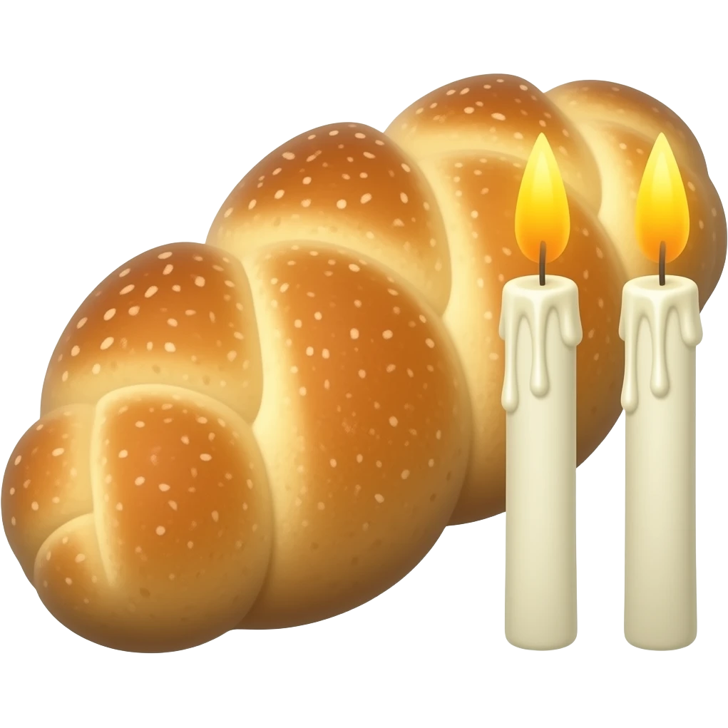 challah bread and two shabbat candles emoji