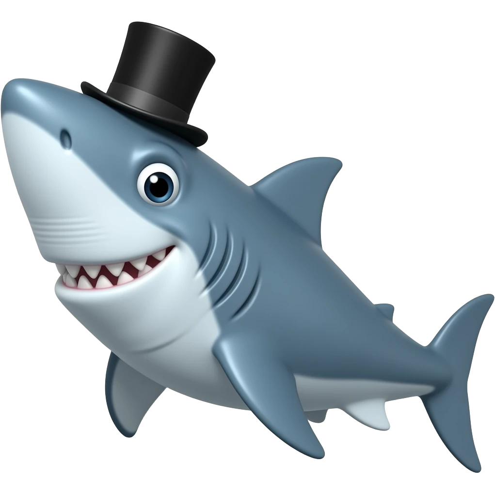 Shark with a top hat emoji