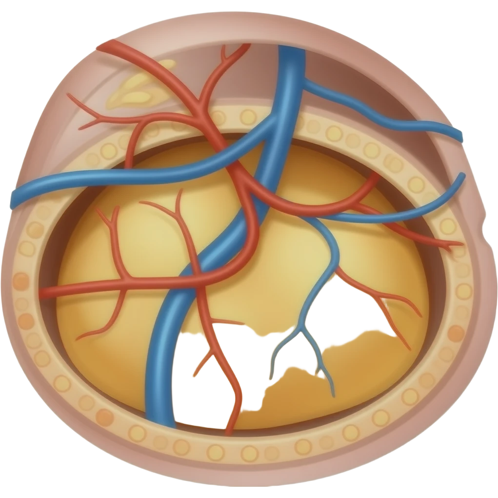 yellow adipose blocking blood flow inside vascular tube emoji