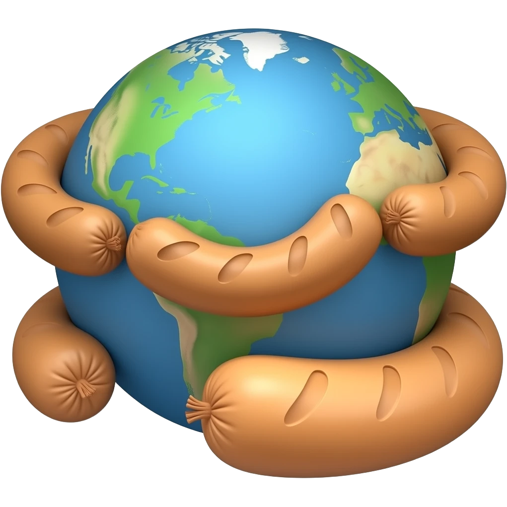 make one giant long sausage wiener that stretches around the earth emoji