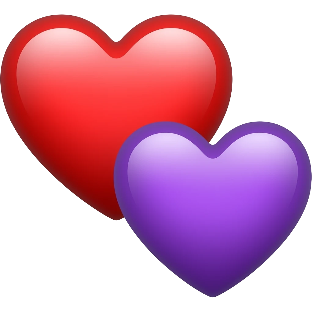 Red heart over a purple heart side by side emoji