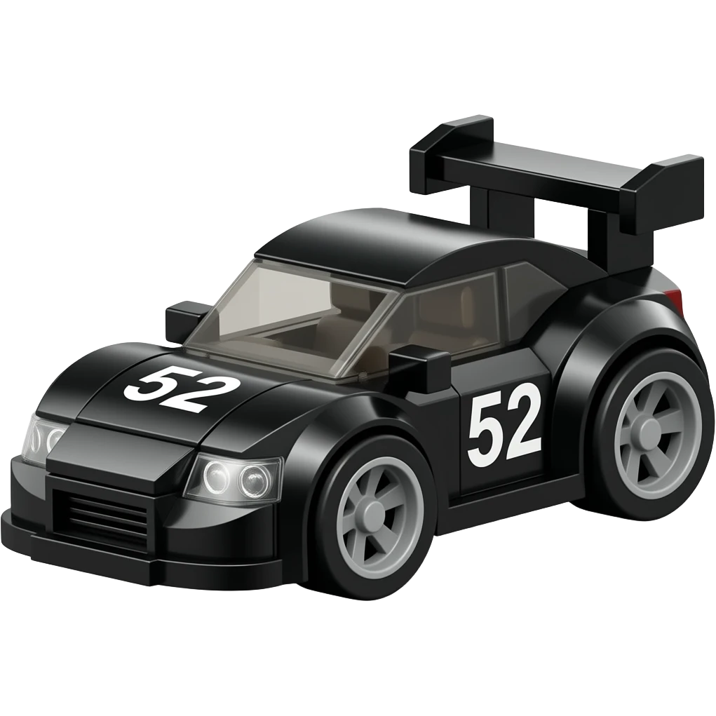 Lego style old black number 52 race car emoji
